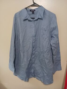 Roaman's Womens  Light Blue Collared Button-Up Shirt 20w A-19